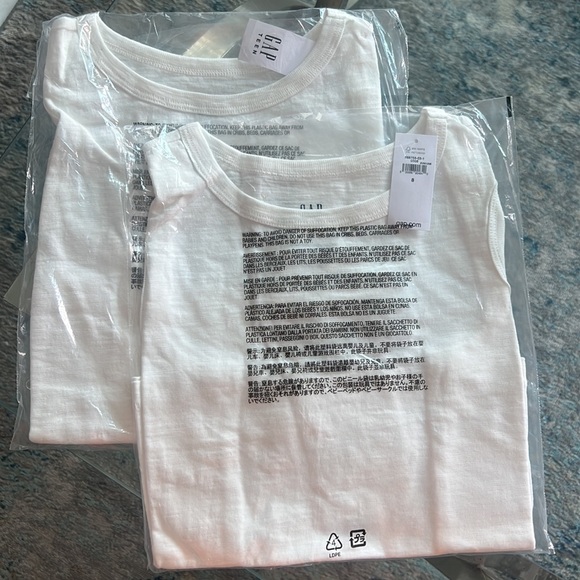 2 PK Gap Teen Kids 100% Organic Cotton Boxy Cropped Tank Top White Soft Knit M 8 - Picture 4 of 5